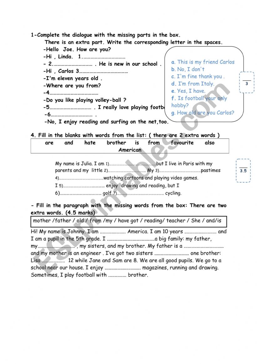 7th form mid term test 1 language