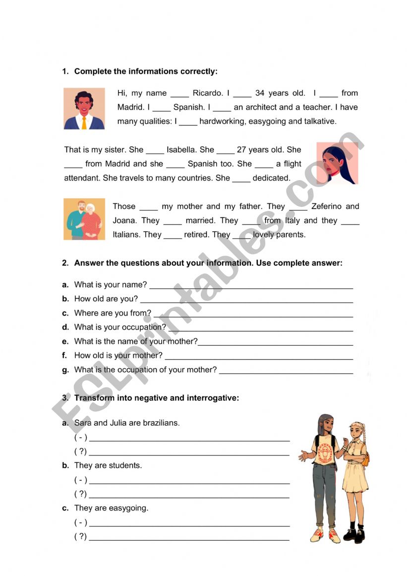 VERB TO BE  worksheet