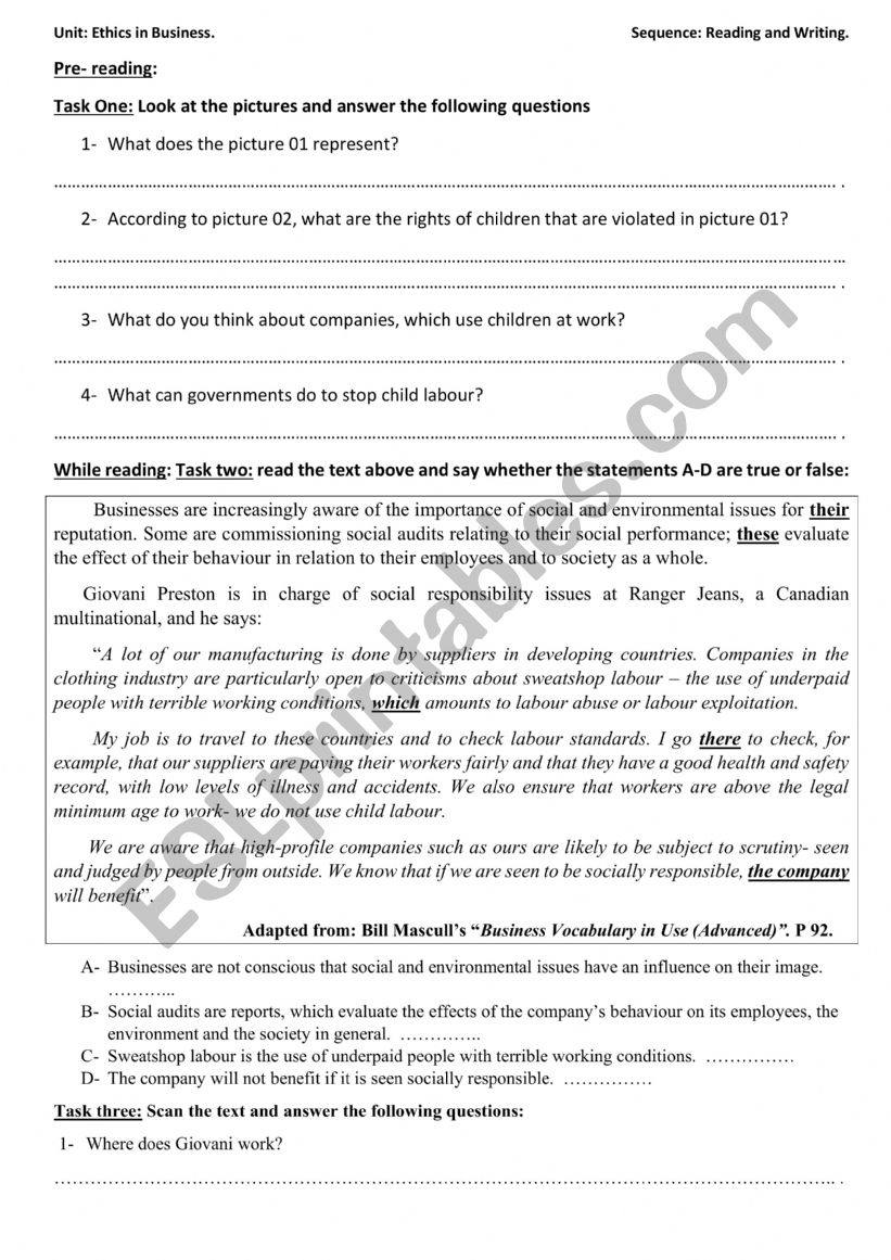 social auditing  worksheet