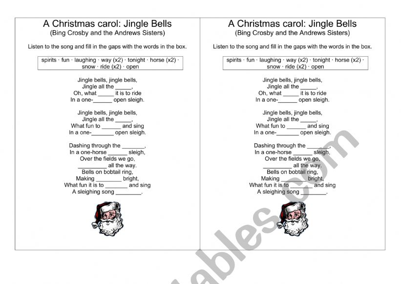 A Christmas carol worksheet