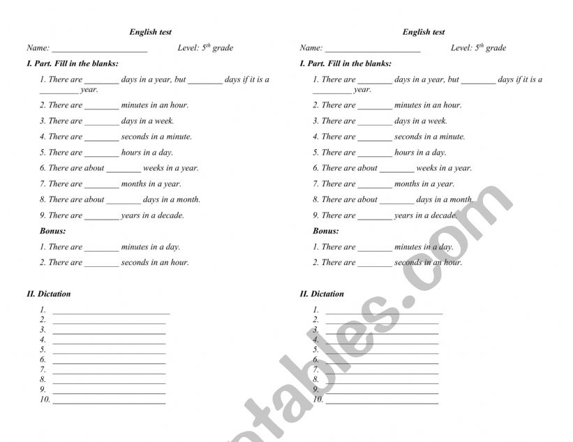 Time worksheet