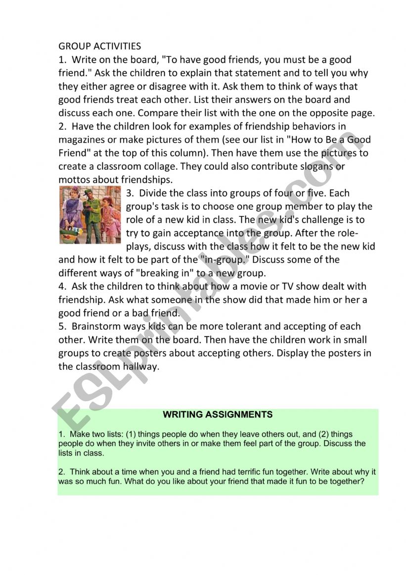 Group activities  worksheet