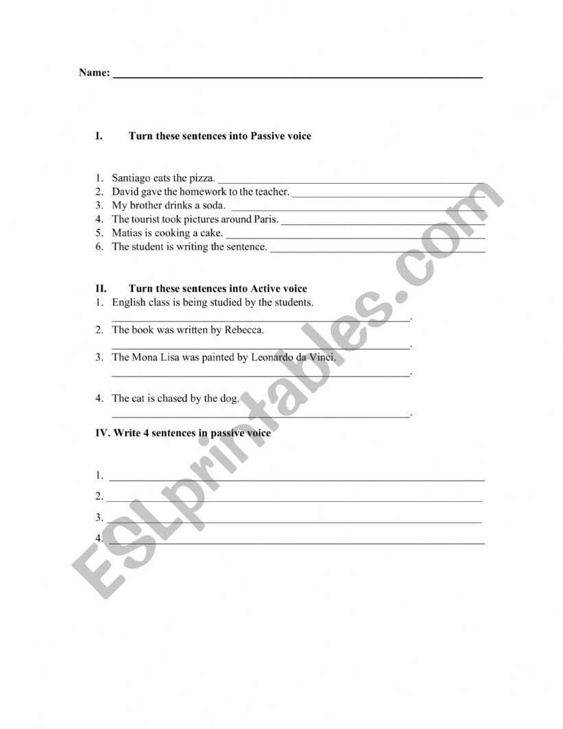 Passive voice  worksheet