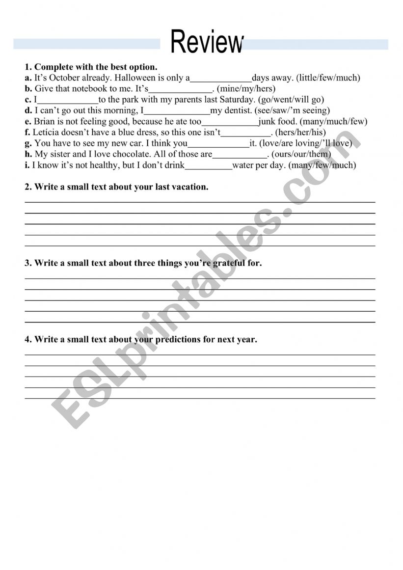 Review worksheet