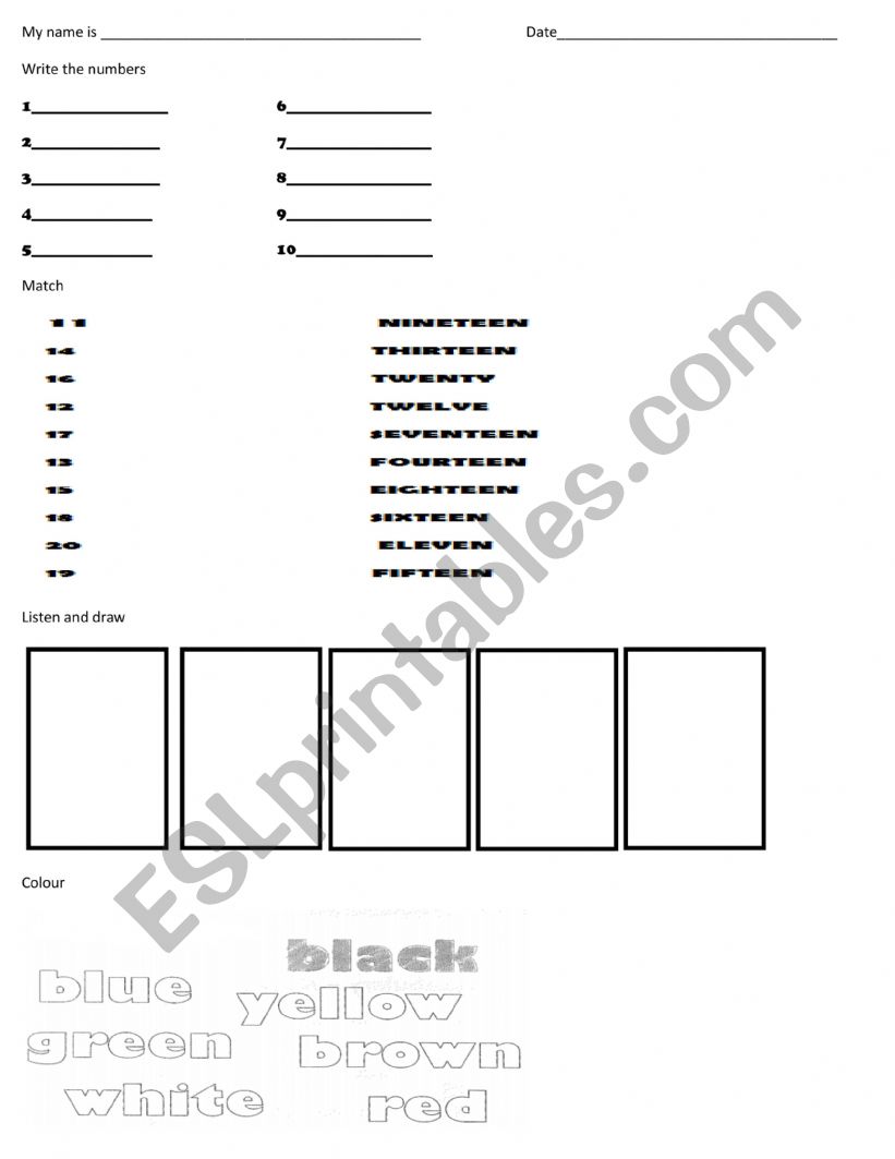 TOYS AND NUMBERS worksheet