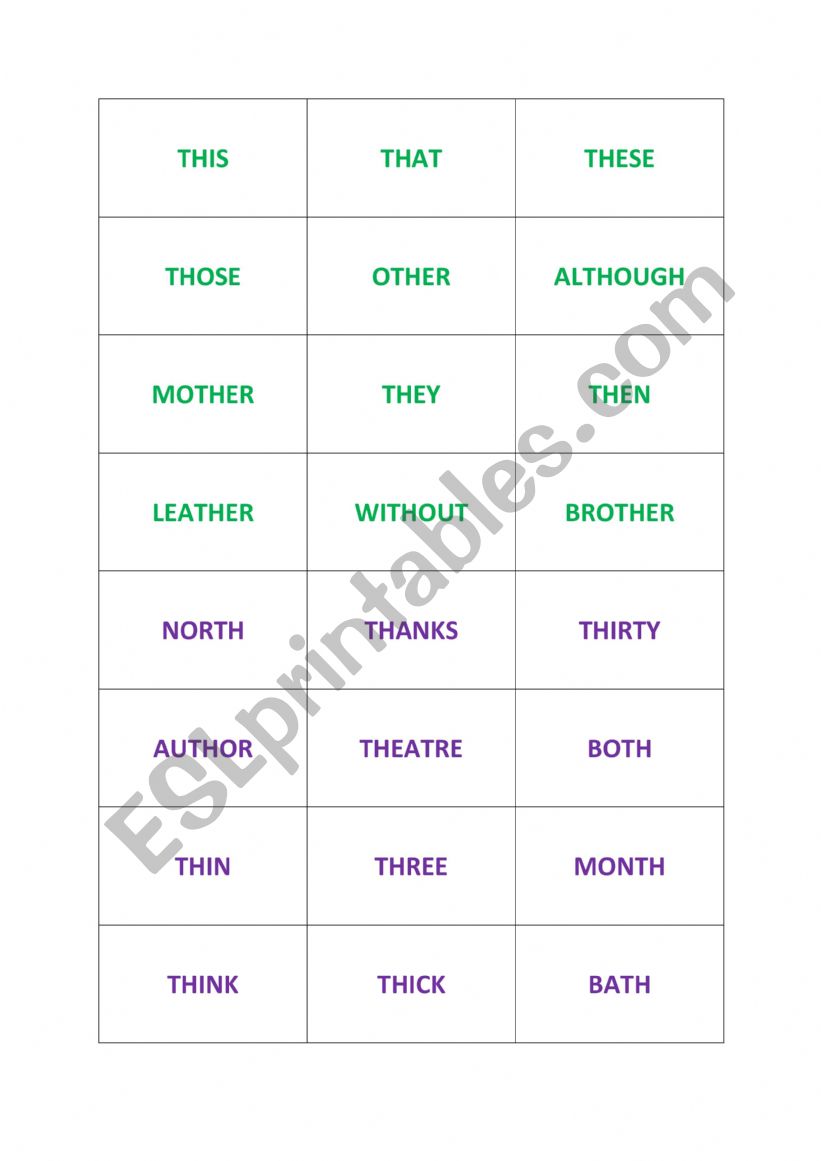 Pronunciation - words with the TH sound