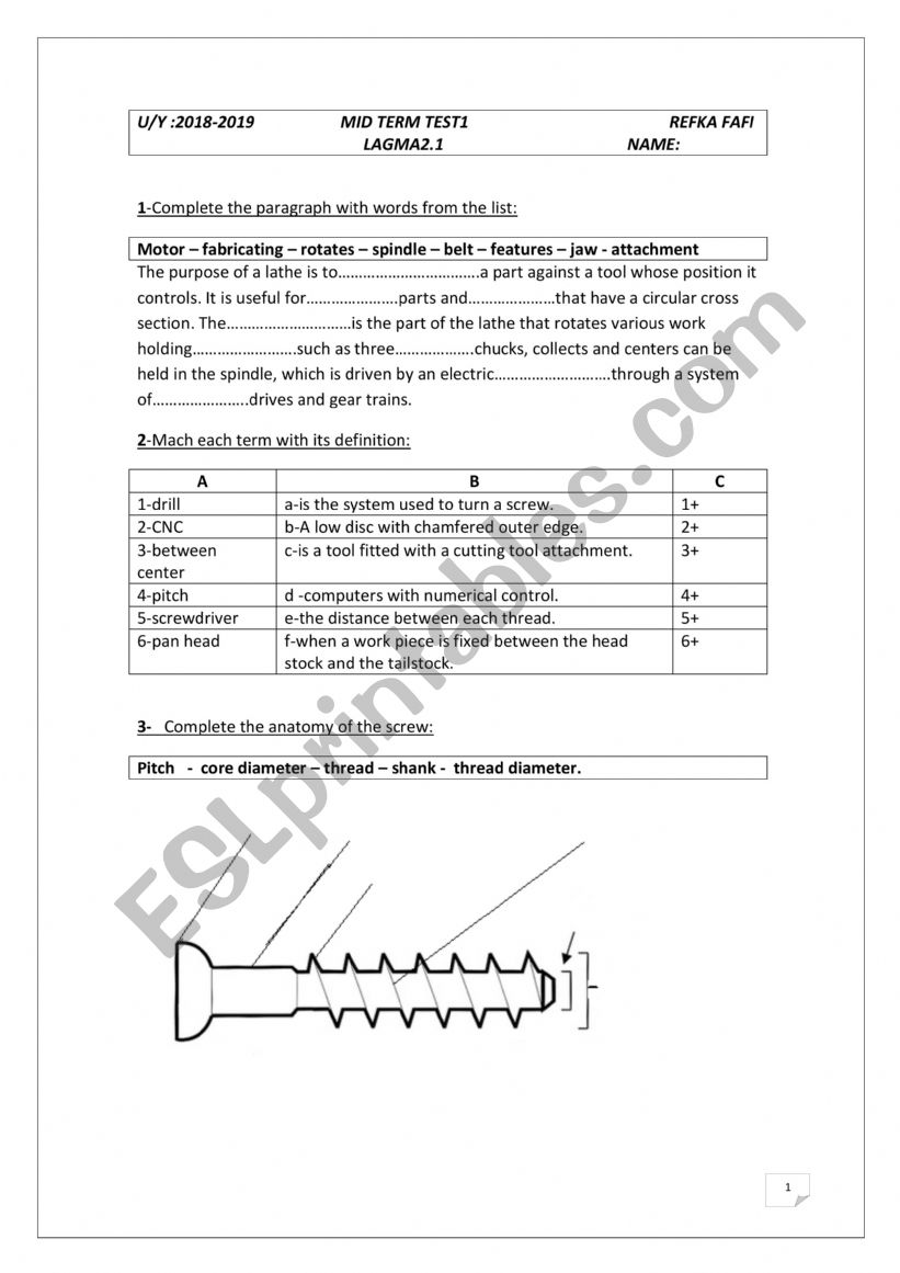 Test worksheet