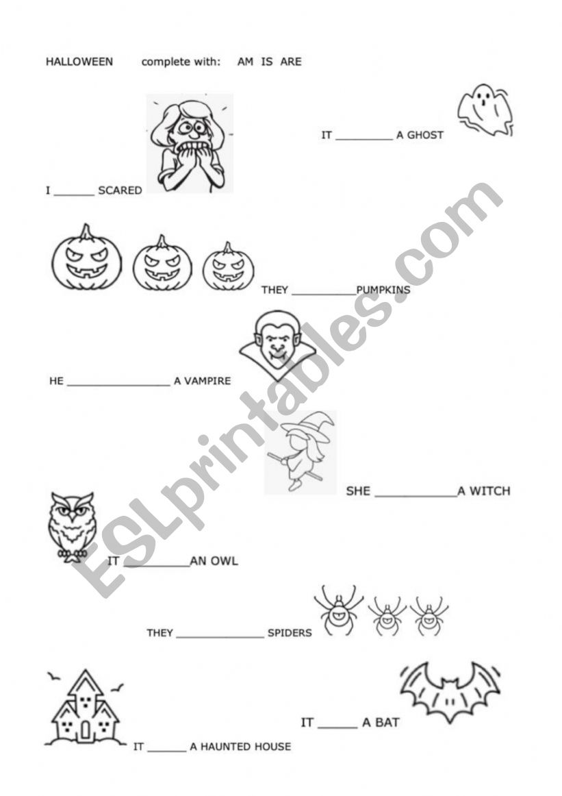 Halloween and verb to be practice