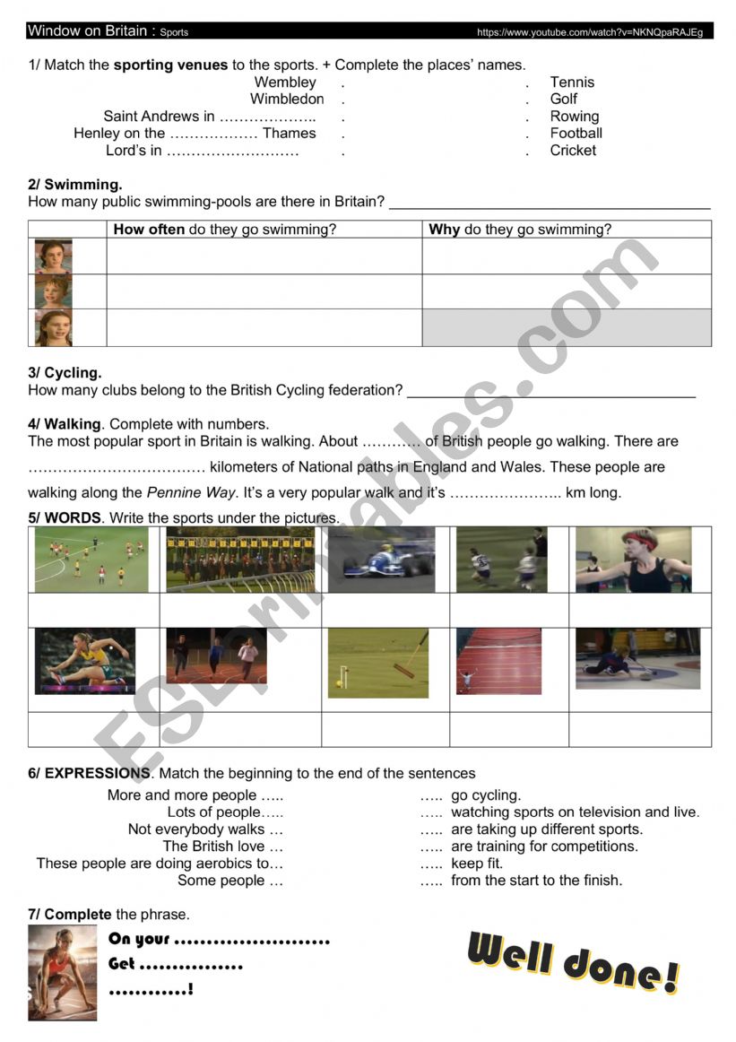 Sports in Britain- video worksheet