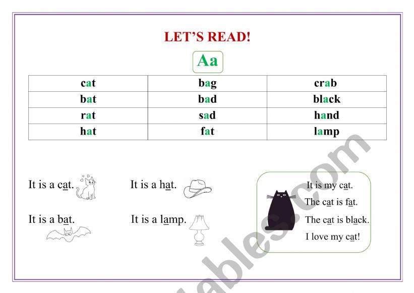 Let�s read  Aa worksheet