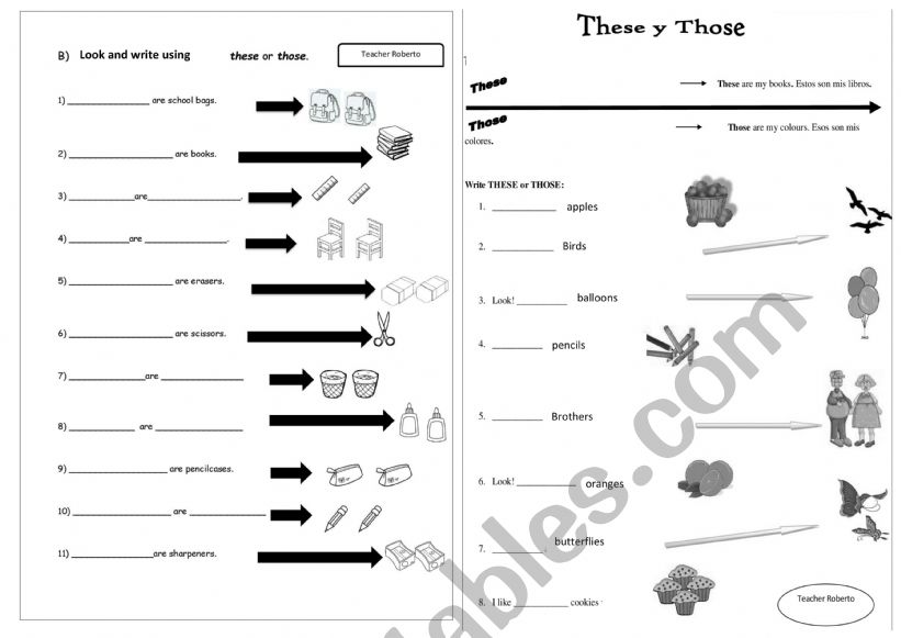 THESE AND THOSE worksheet