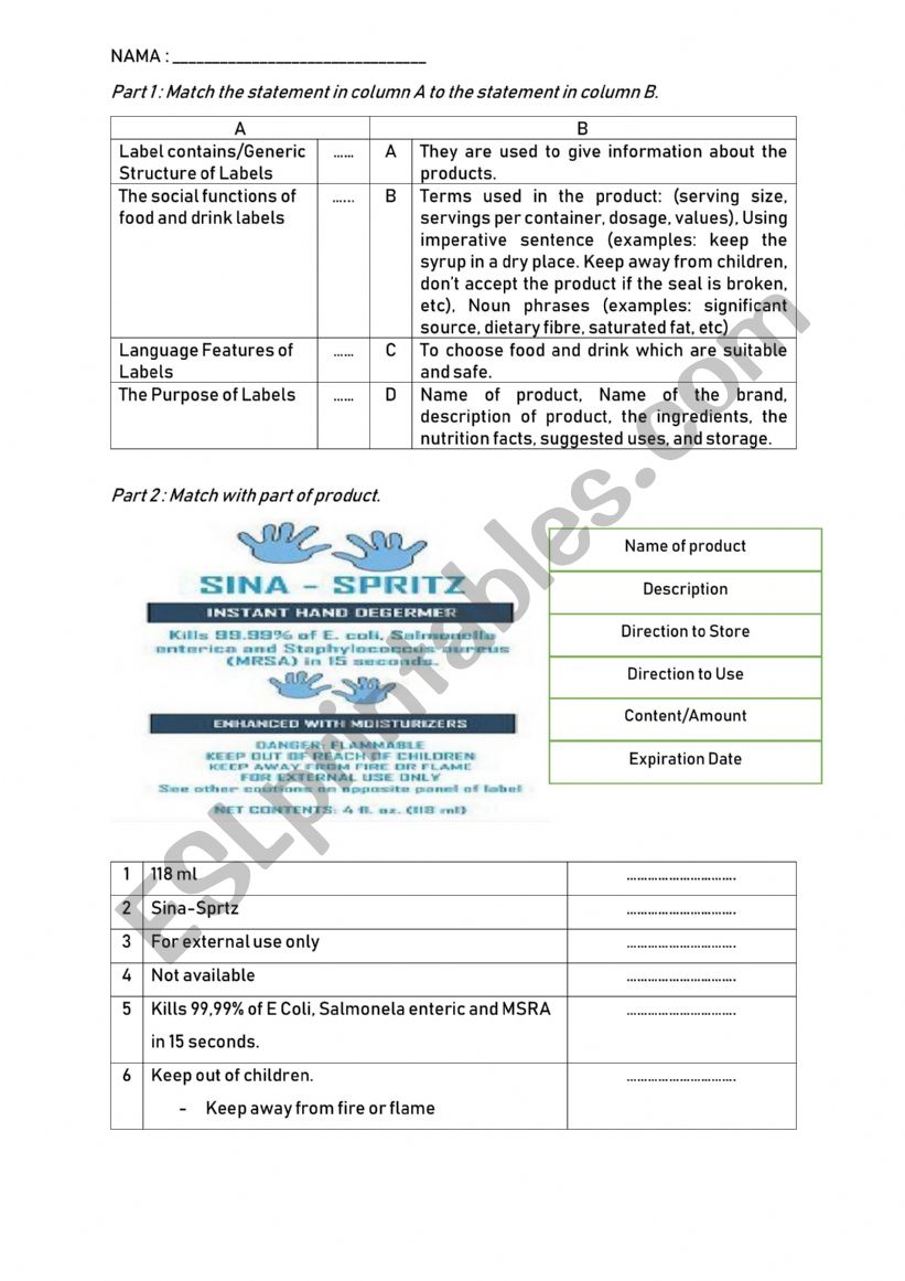 Label Text worksheet