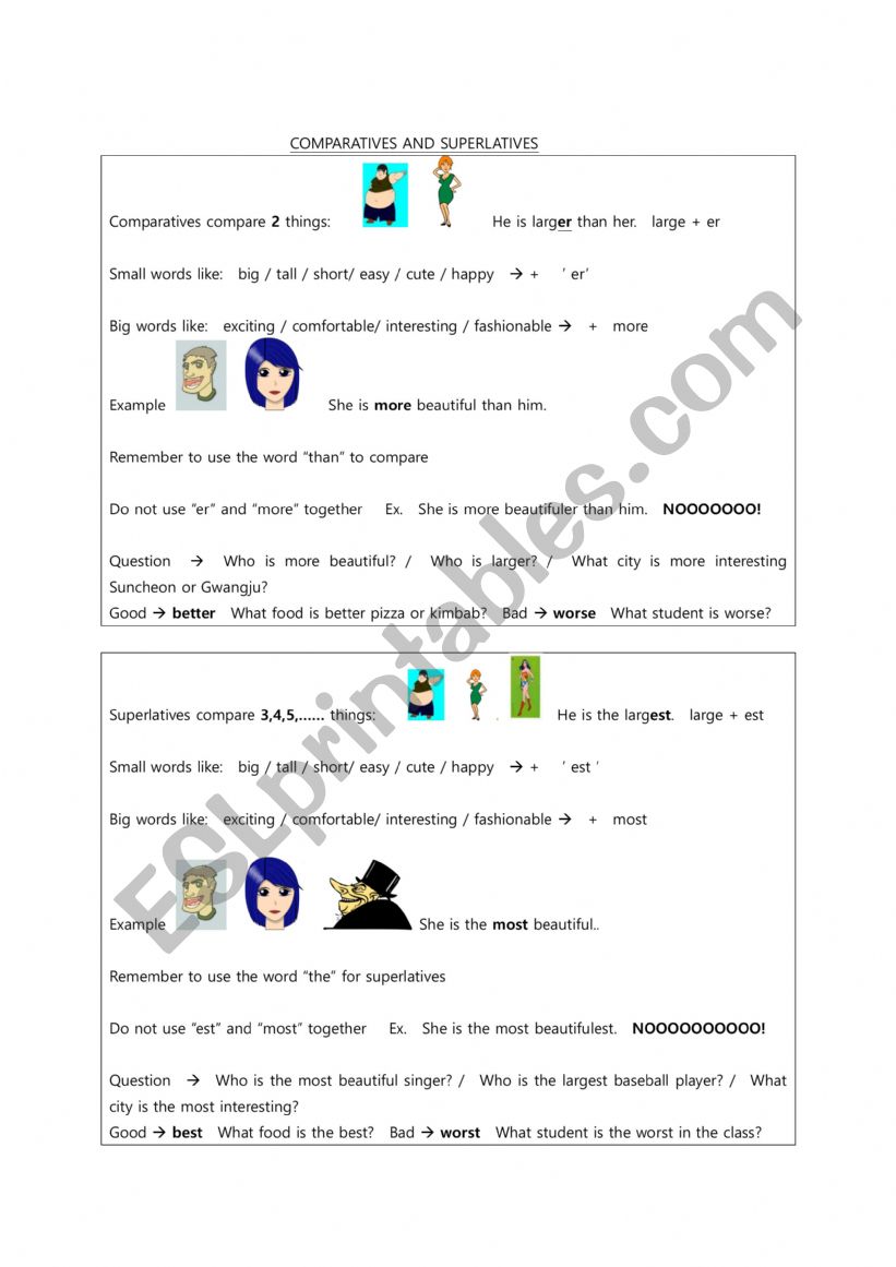 comparatives and superlatives worksheet