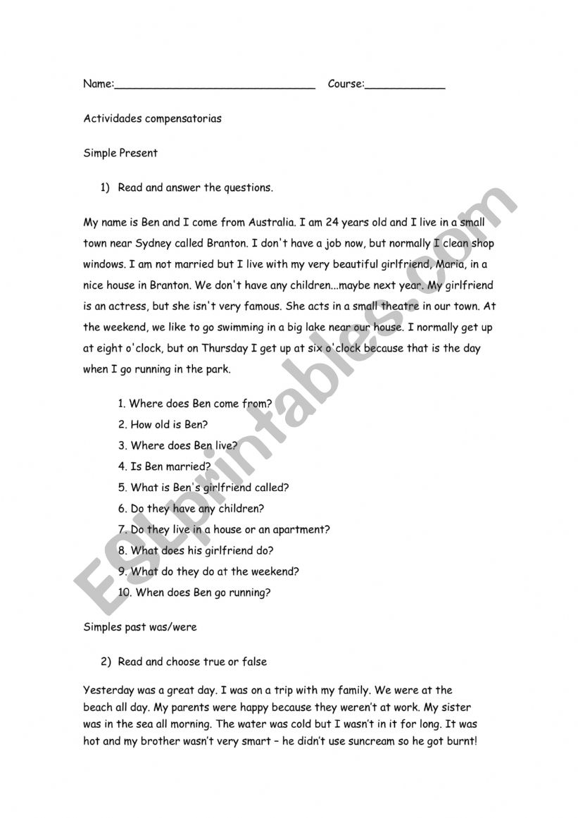 review worksheet