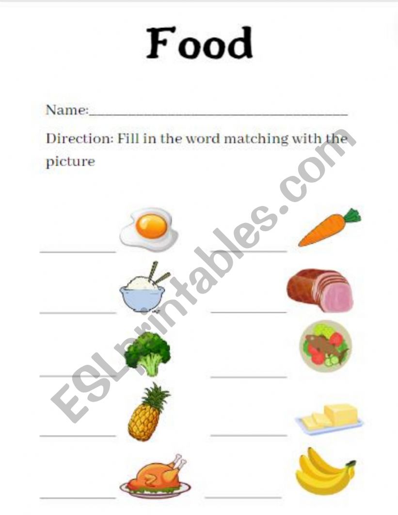 food vocabulary worksheet