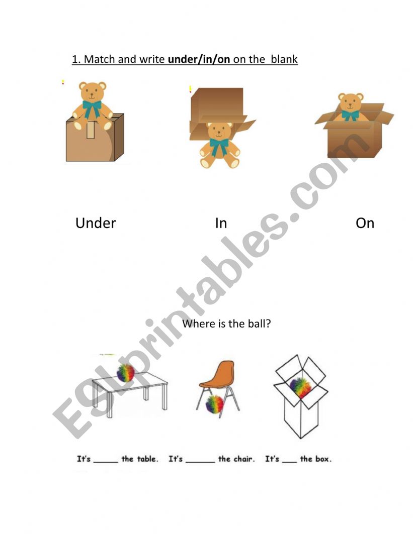 prepositions in-on-under worksheet