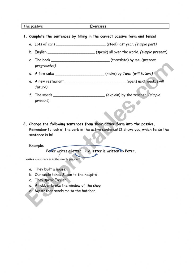 the passive - exercises worksheet