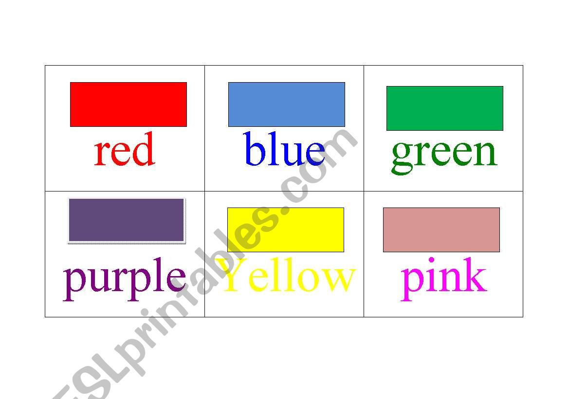 Colours cards worksheet