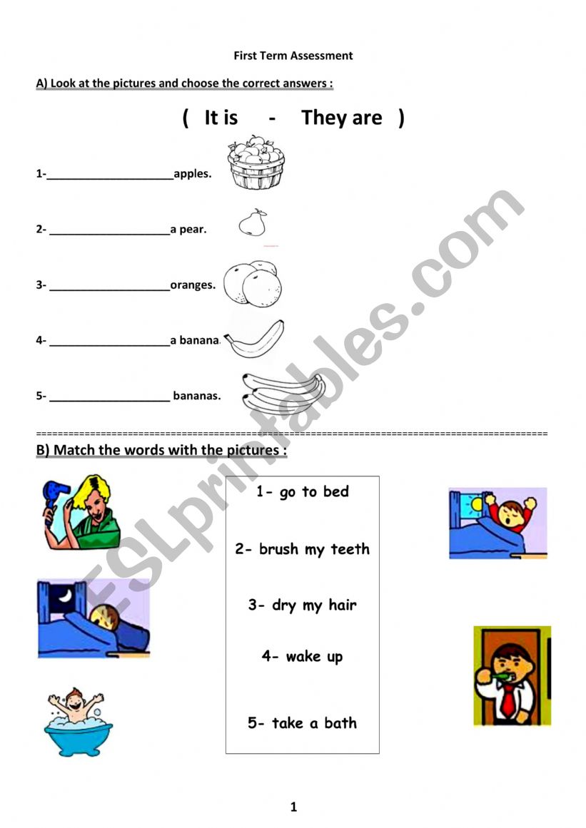 Simple Test for slow learners worksheet