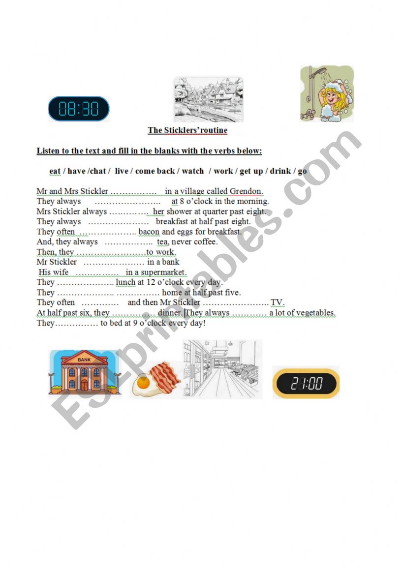 The Sticklers�routine worksheet