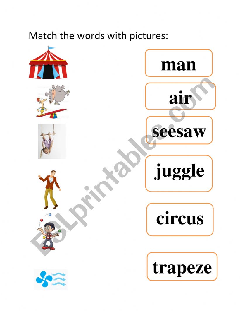 circus vocabulary worksheet