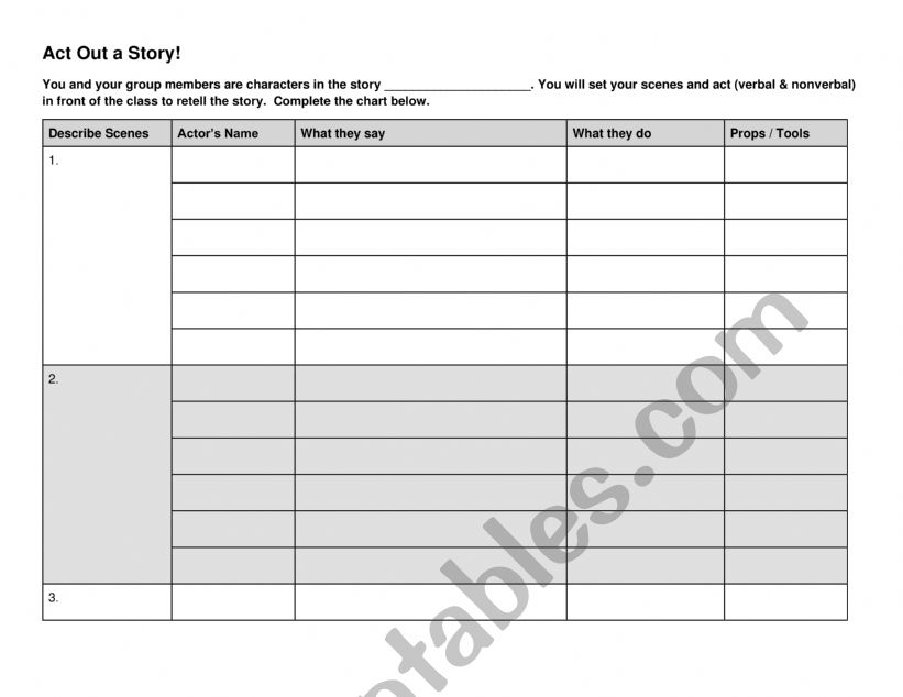 Act Out A Story worksheet