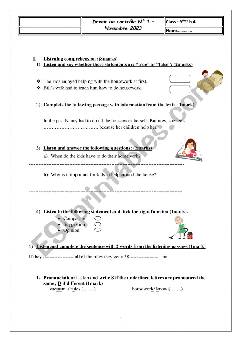 MID TERM TEST 1 worksheet