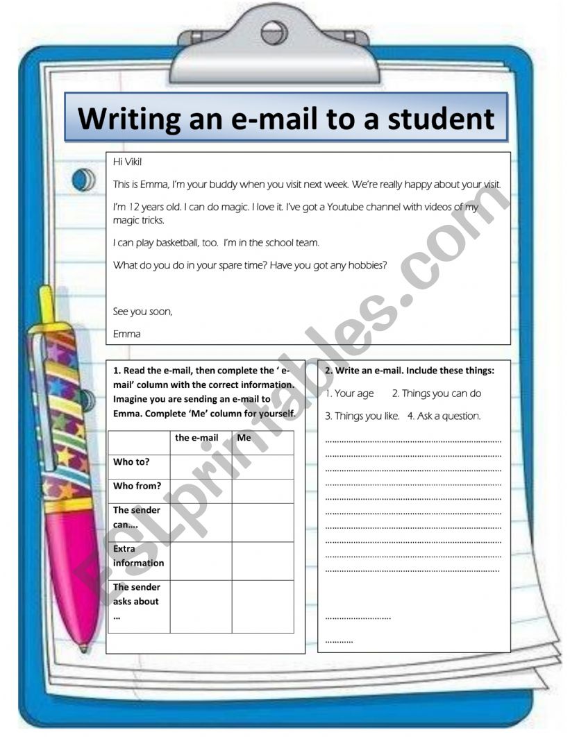 Writing an e-mail to a student
