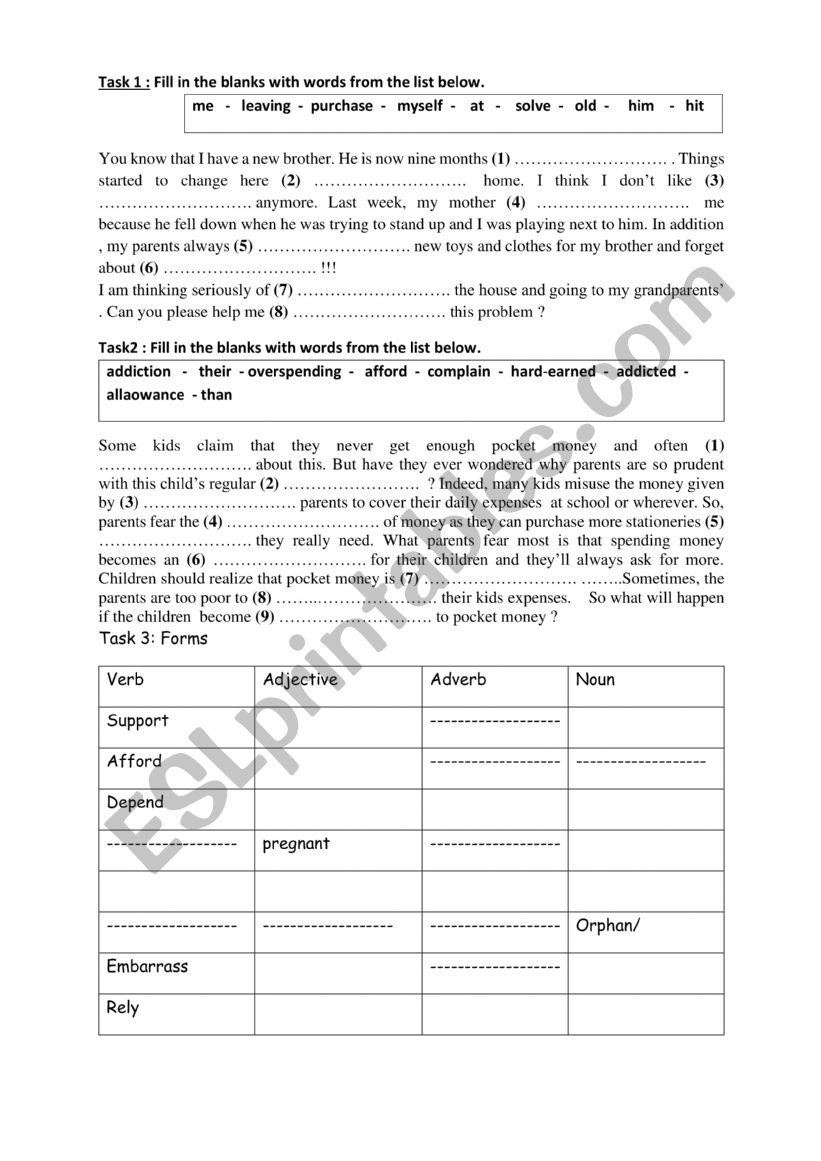 laguage tasks 9th form tunisian program