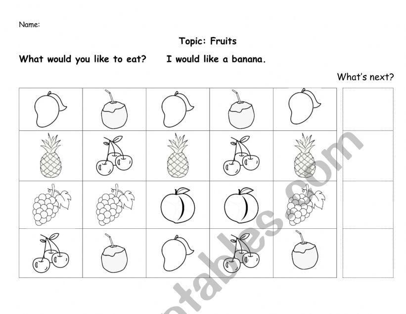 Fruits - ESL worksheet by maiitran246