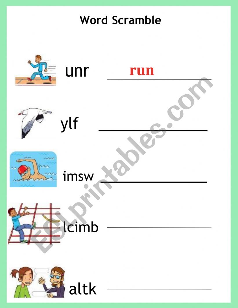 A little boy can run worksheet