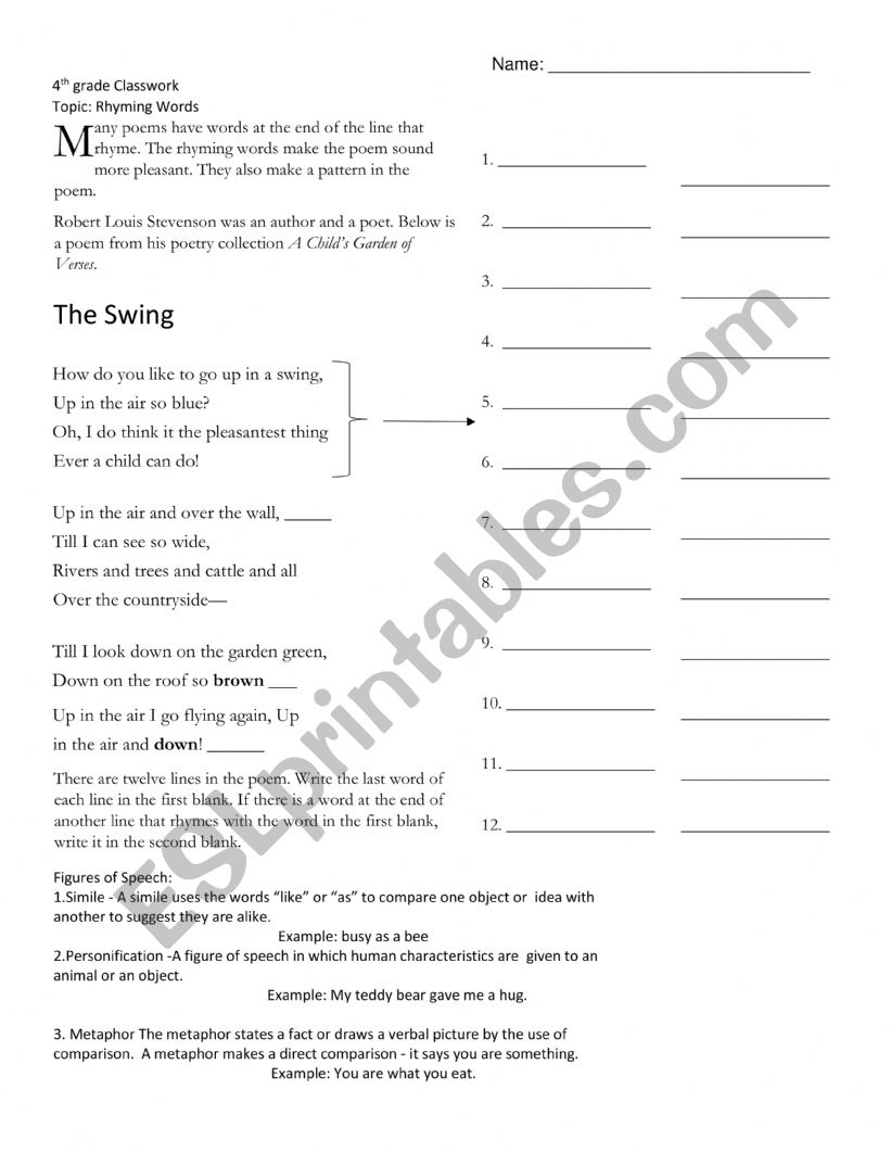 Rhyming Words worksheet