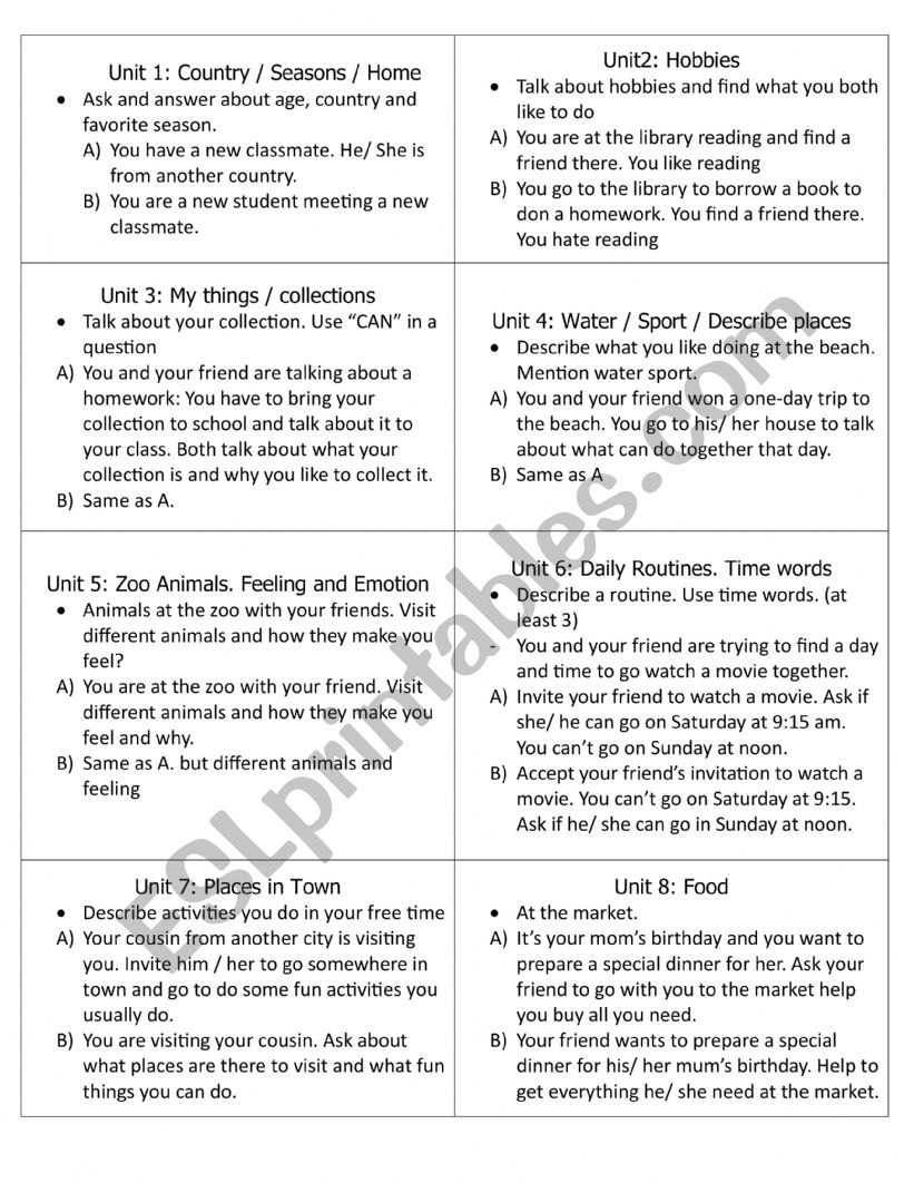 Family and friends 3 Speaking test