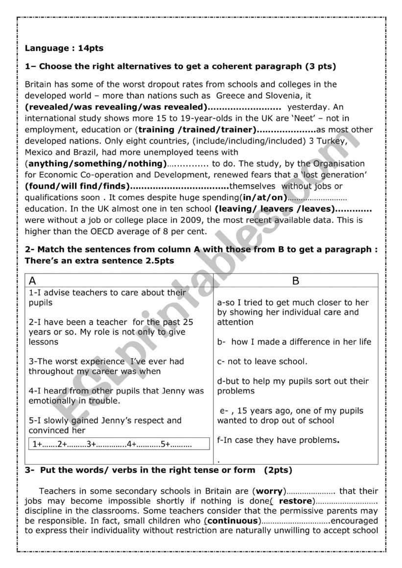 pioneer test  worksheet