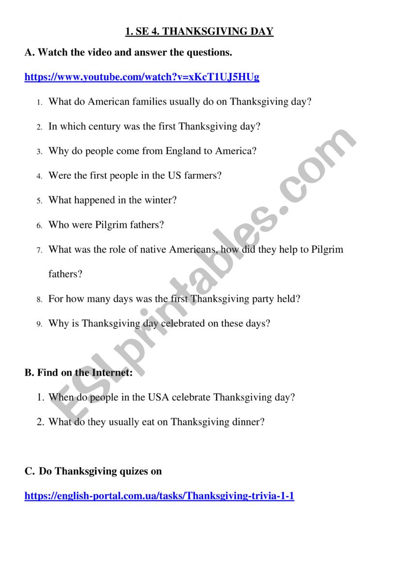 thanksgiving worksheet