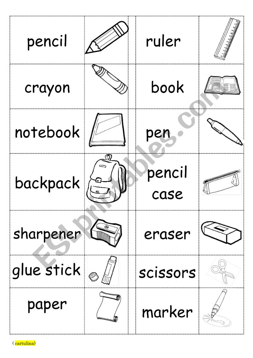 School Domino worksheet