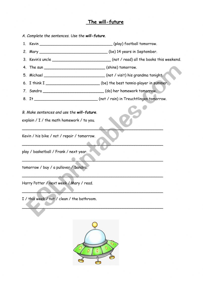 will-future easy exercises worksheet