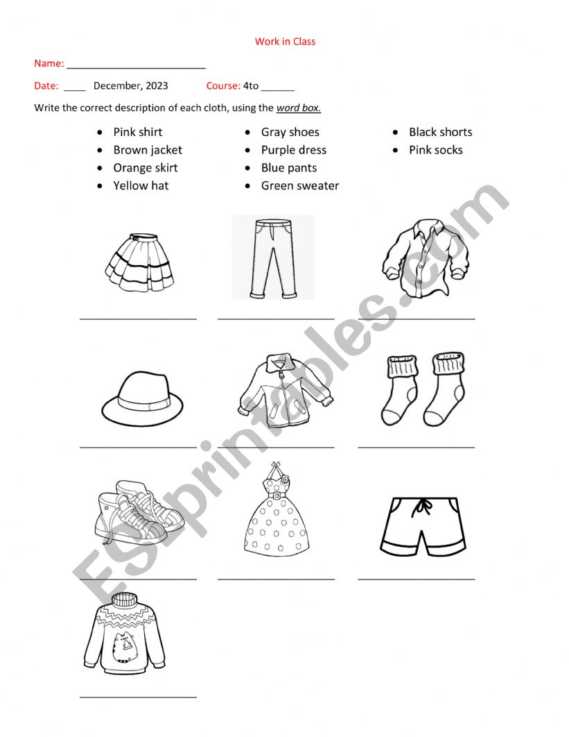 Color and Clothes - ESL worksheet by sctene