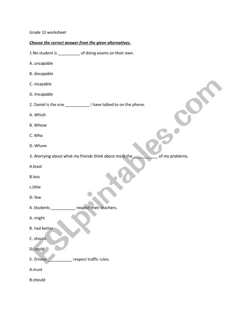 Mixed tense worksheet