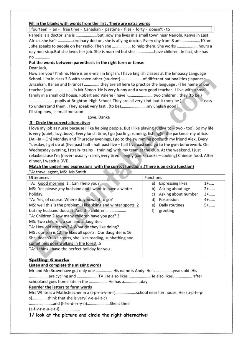 7th form term 1 review worksheet