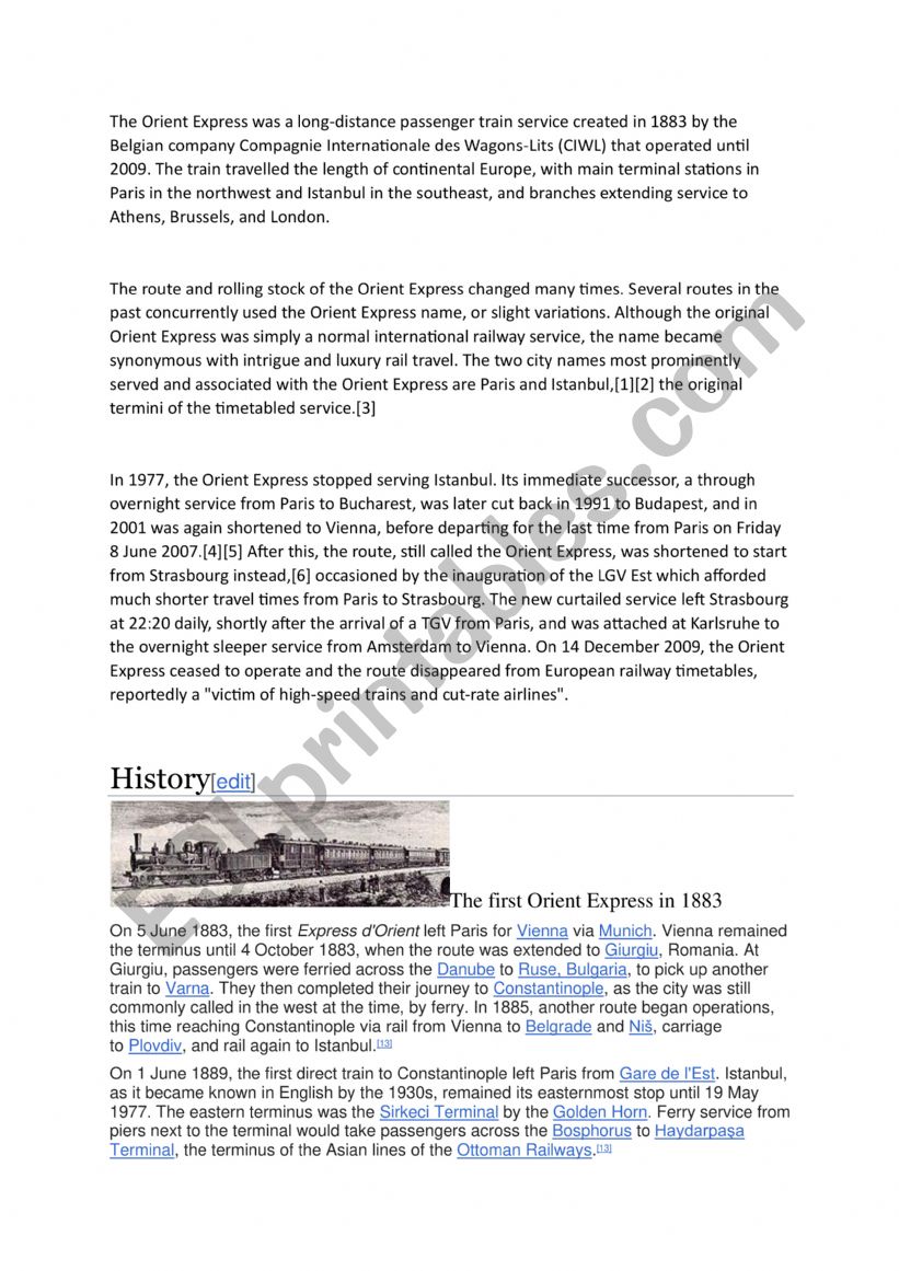 history of the orient express 