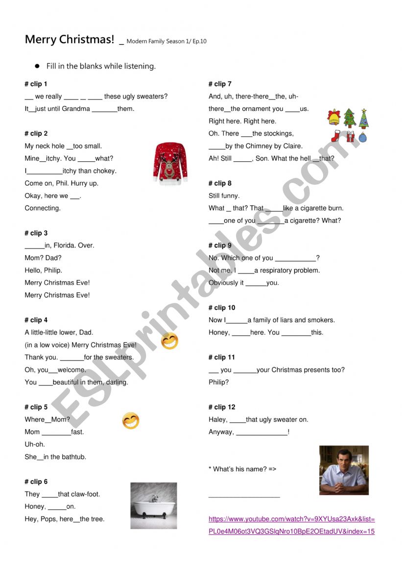 christmas_mordern family clip worksheet