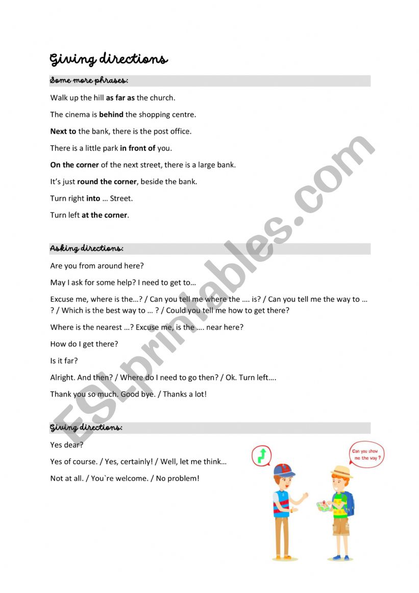 Giving Directions  worksheet