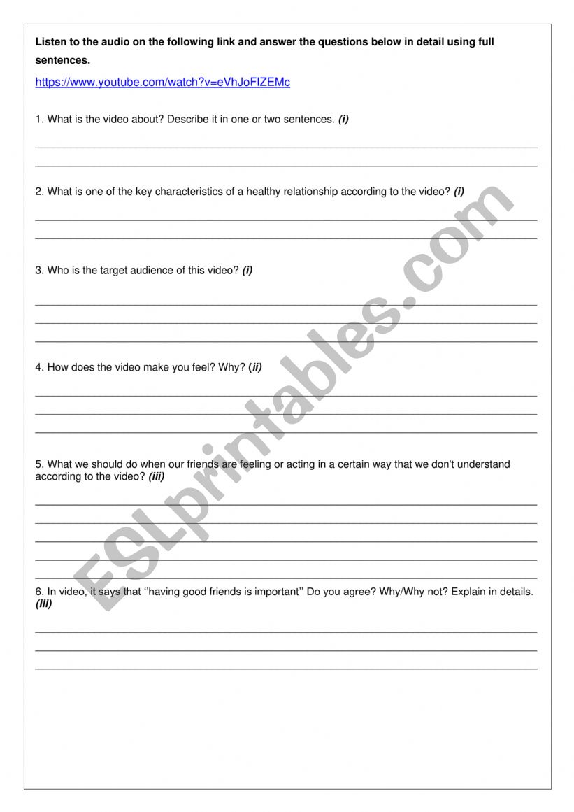 listening healthy relations worksheet