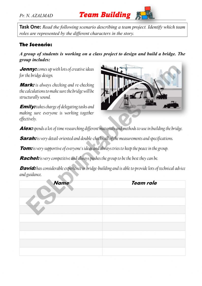 Team building worksheet