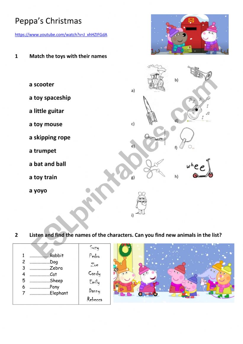 Peppas Christmas worksheet