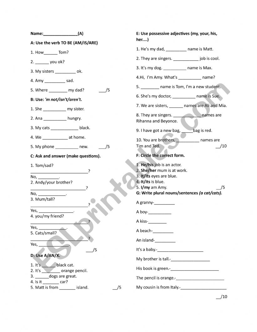 worksheet worksheet