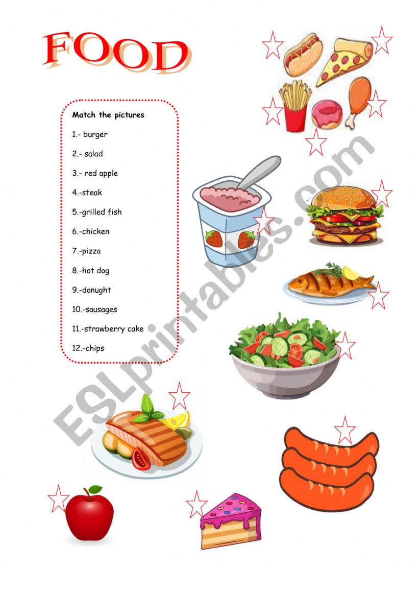 FOOD - ESL worksheet by mariaah