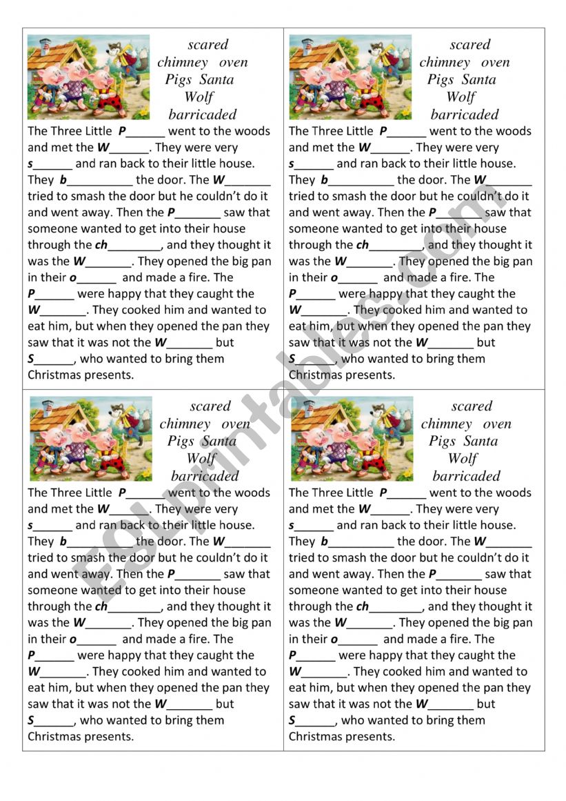 3 little pigs fairytale worksheet