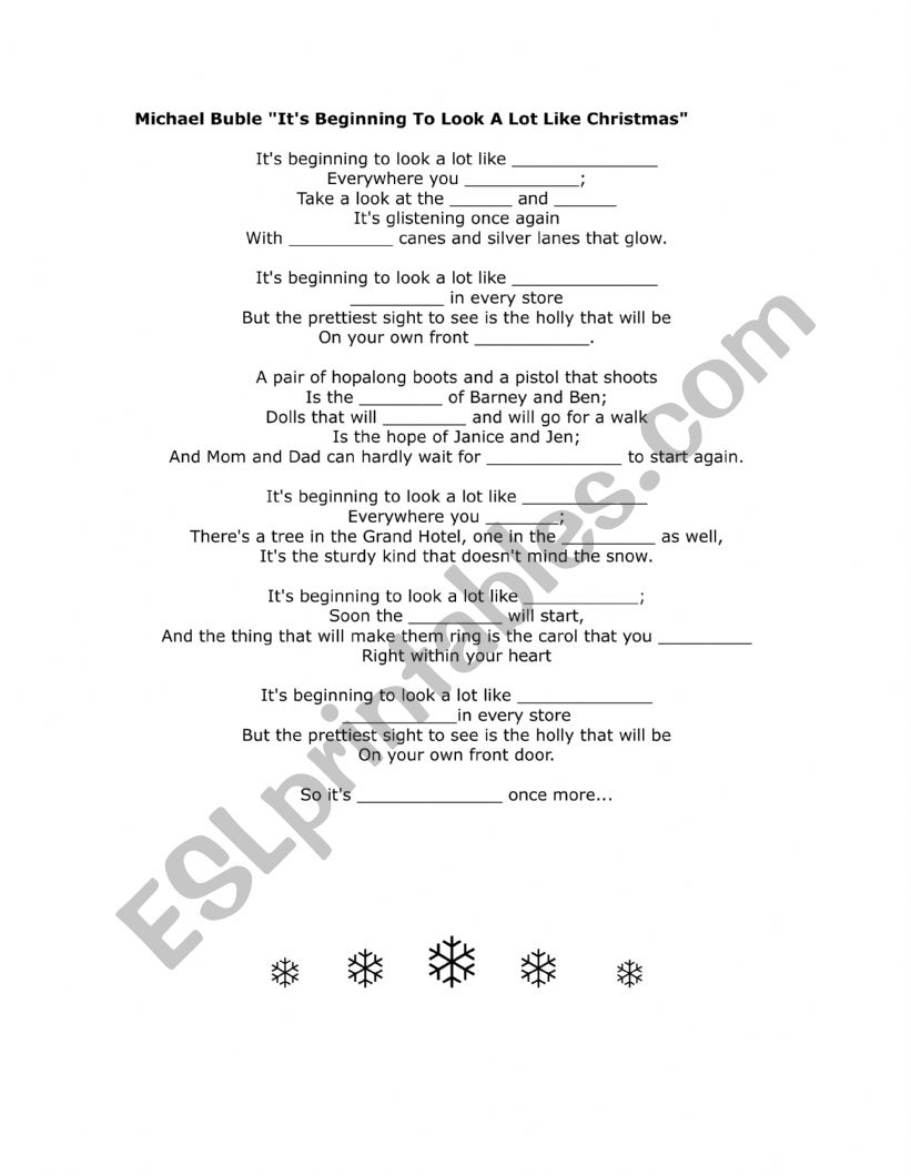 It�s beginning to look a lot like Christmas SONG